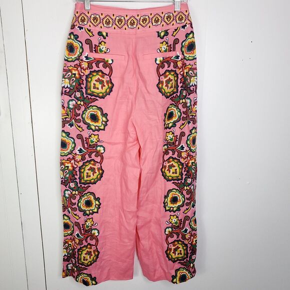 Boden Pants Womens L Wide Leg Colorful Boho Hippie Feminine 70s Pull On Pink - Picture 2 of 10